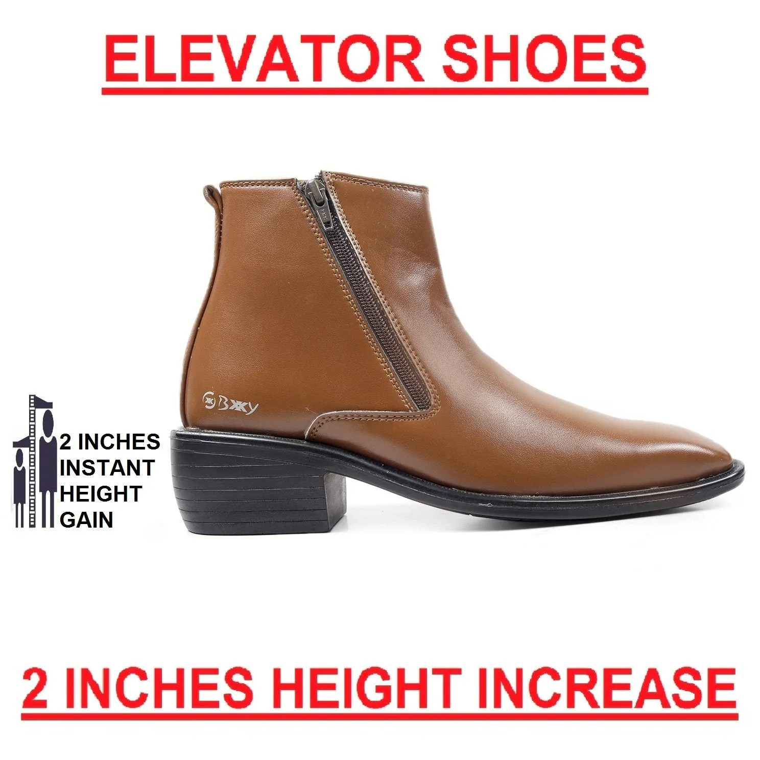 Men's Height Increasing Formal Wear Zipper Boots