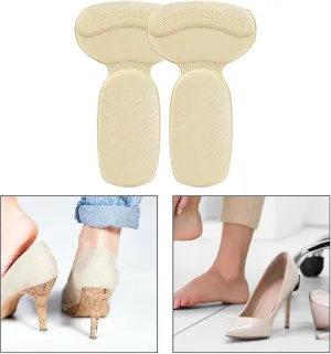 NEW Oshhni 2 in 1 Heel Cushion Pads Heel Grips Liner Anti Slip Soft Oversized Shoes High Heel Pads Heel Protector Heel Cushion Inserts, Beige T - 2 Pack