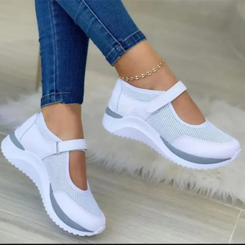 Outdoor Breathable Mesh Vulcanized Sneakers Women's Shoes Women Shoes Flats Casual Platform Travel Walking Footwear Large Size