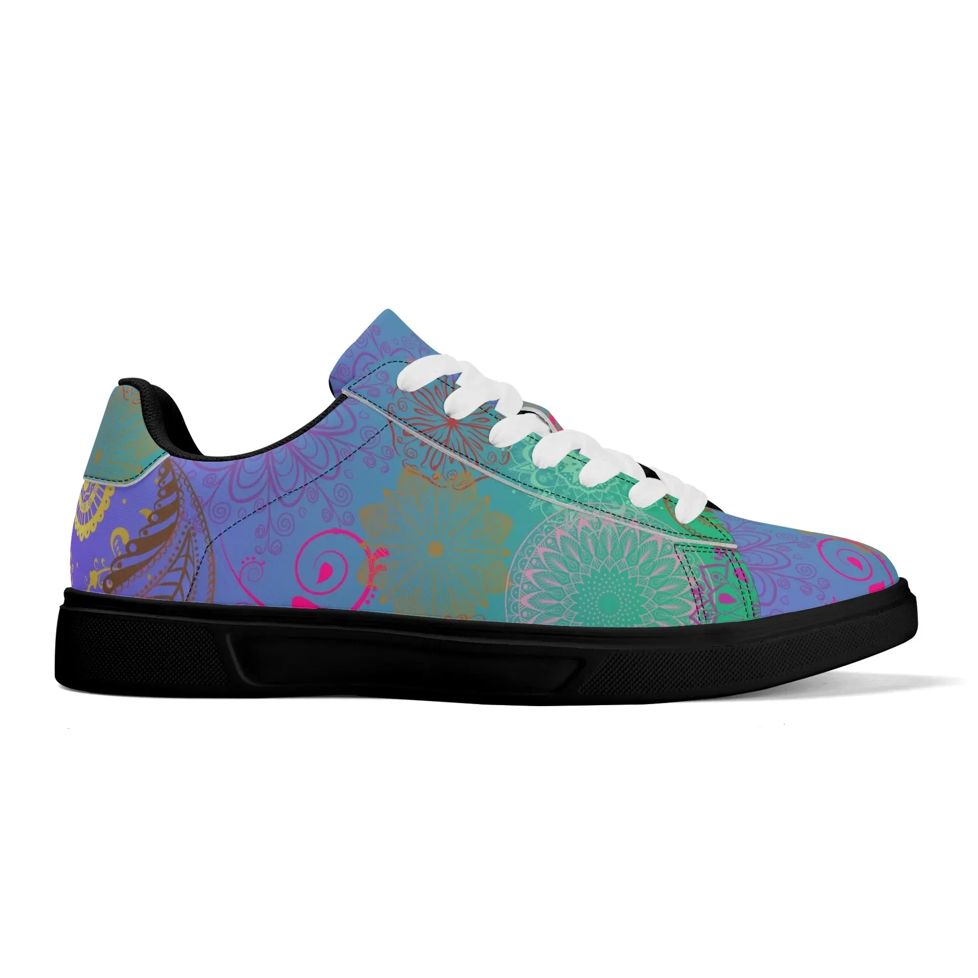 Paisley Mist Adult Lightweight Low Top Leather Skateboard Shoes