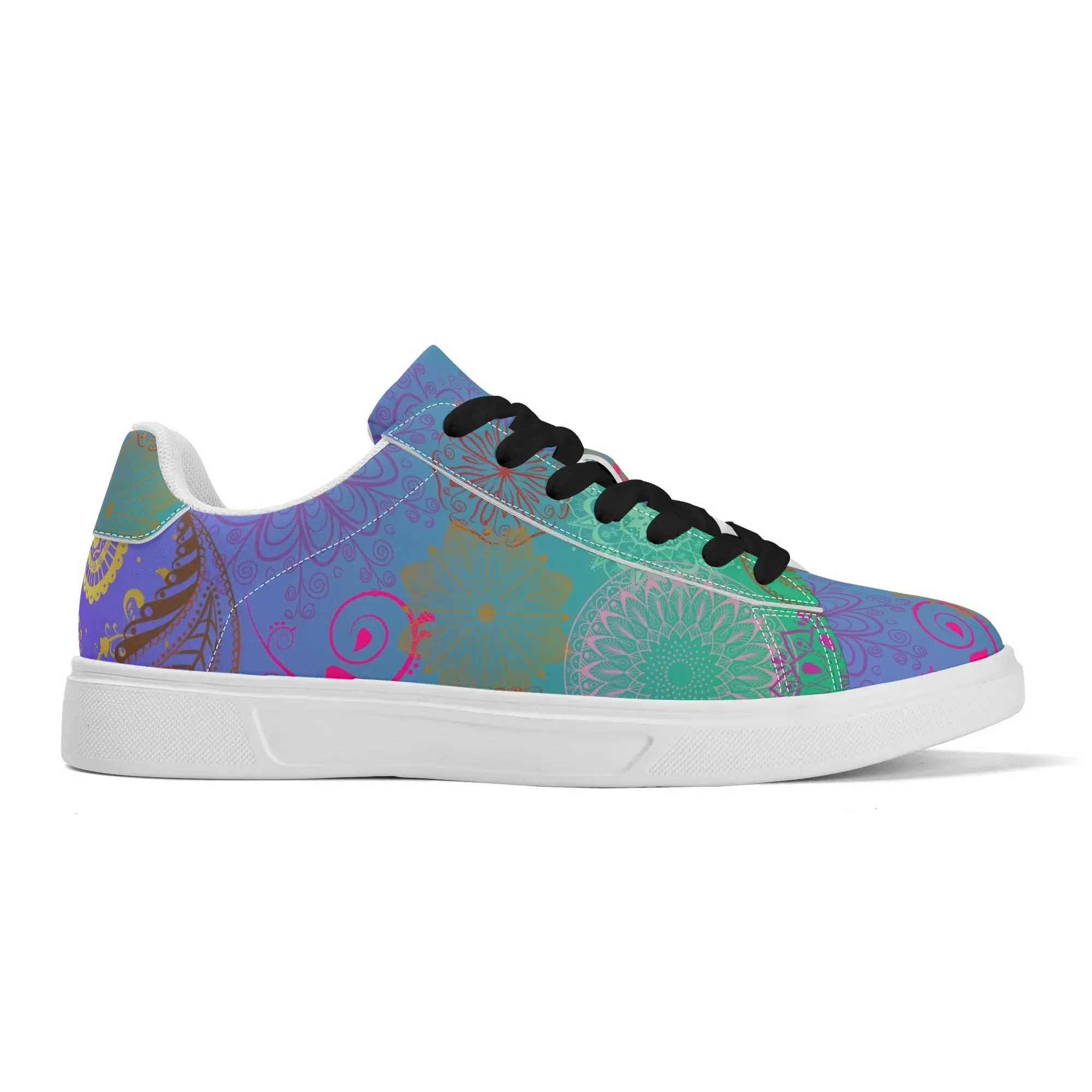 Paisley Mist Adult Lightweight Low Top Leather Skateboard Shoes