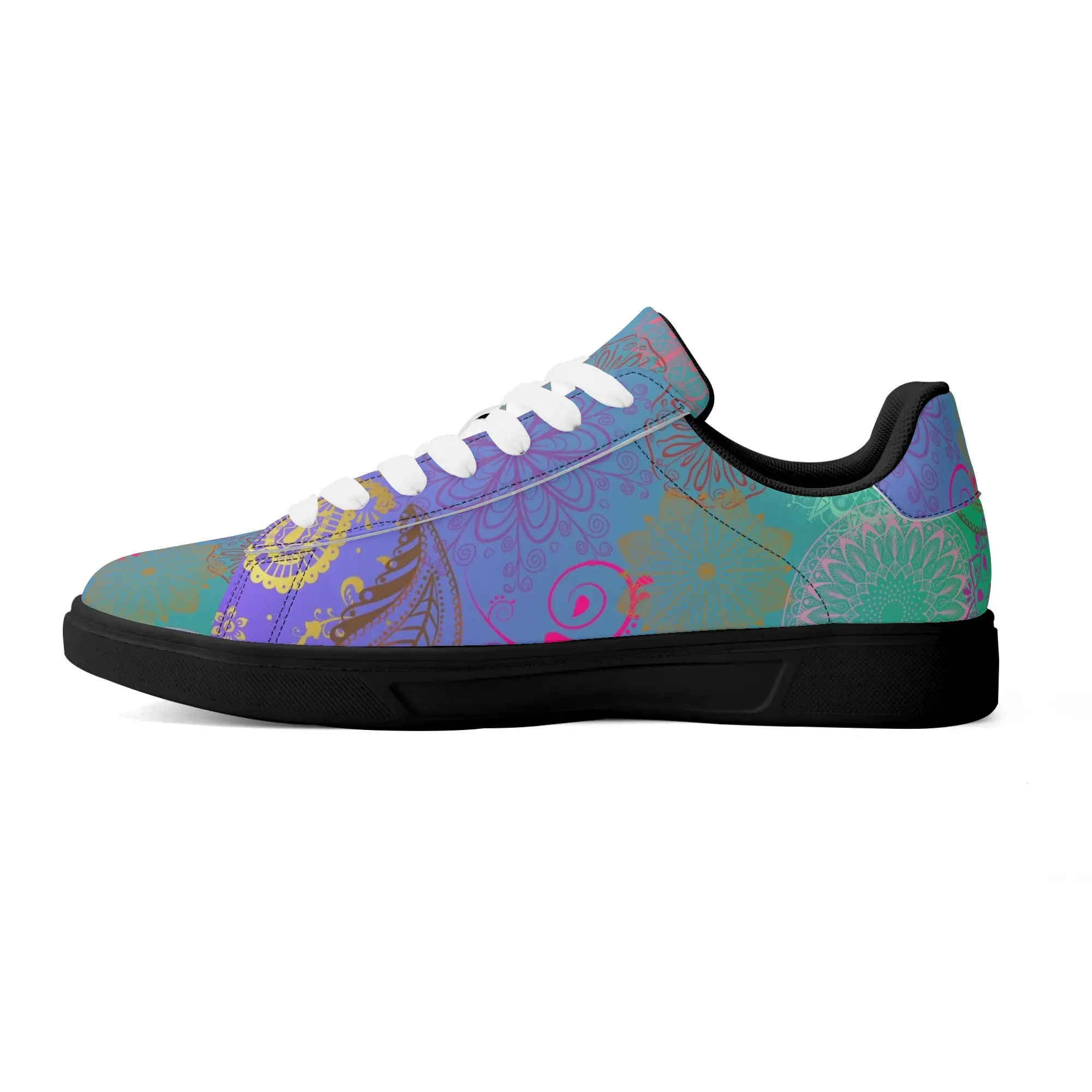 Paisley Mist Adult Lightweight Low Top Leather Skateboard Shoes