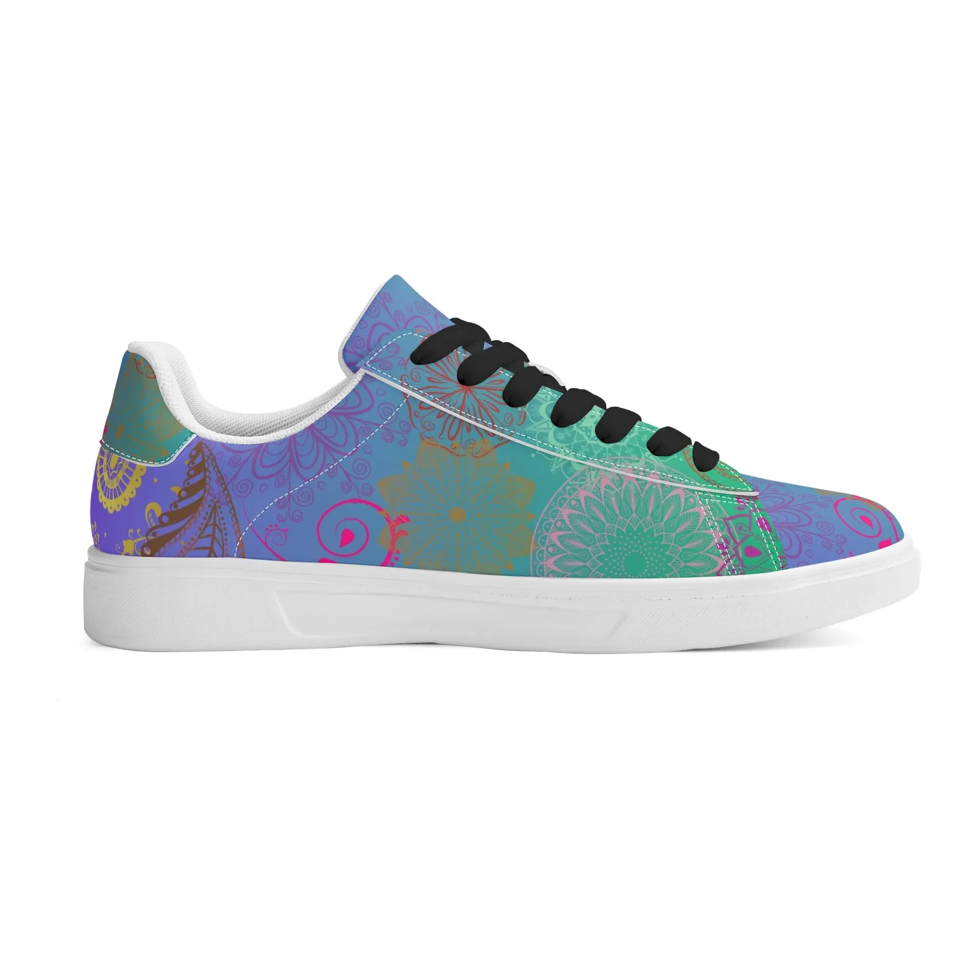 Paisley Mist Adult Lightweight Low Top Leather Skateboard Shoes