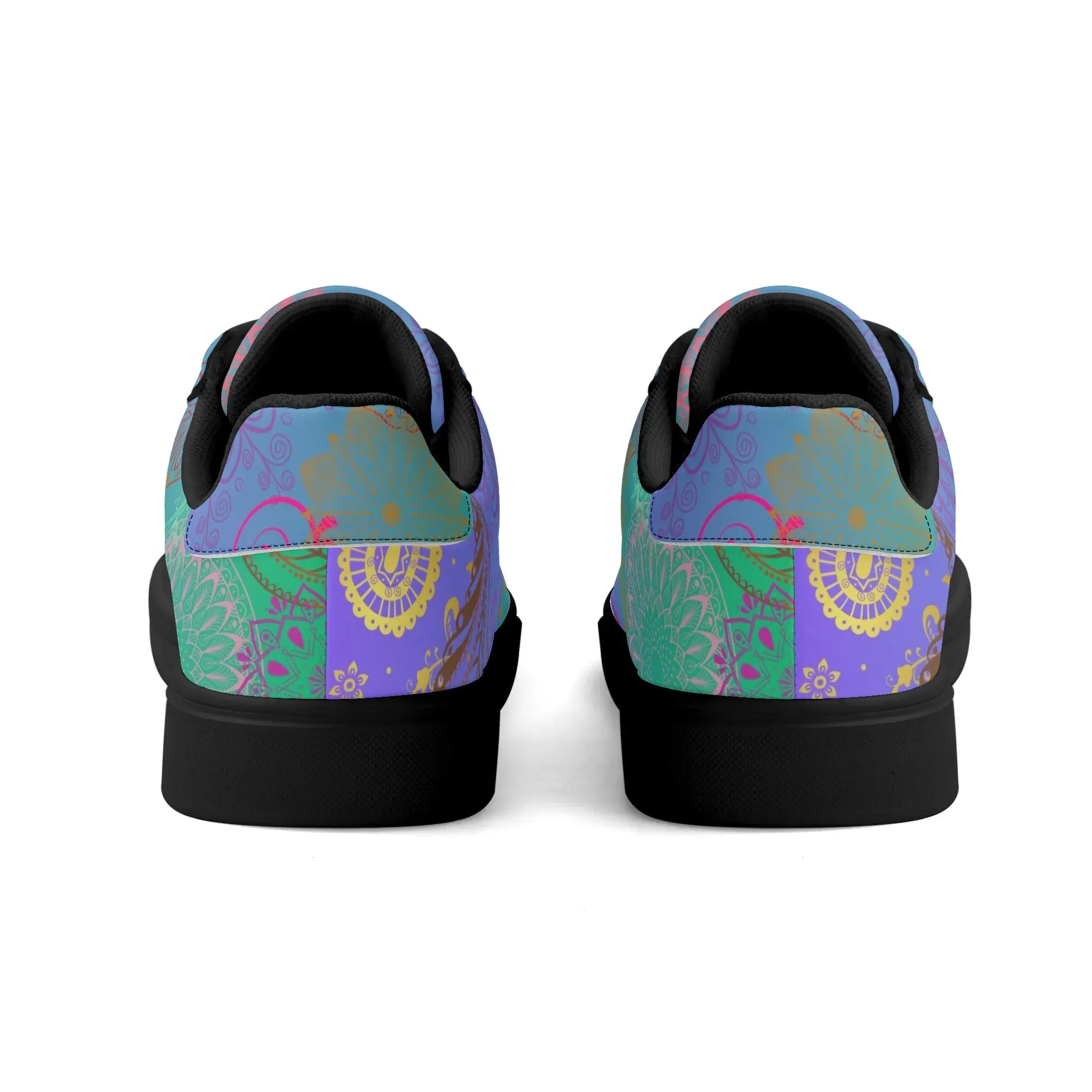 Paisley Mist Adult Lightweight Low Top Leather Skateboard Shoes