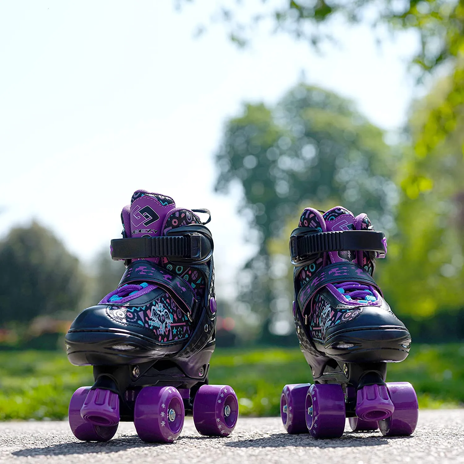 Purple Roller Skates for Kids with 4 Wheel