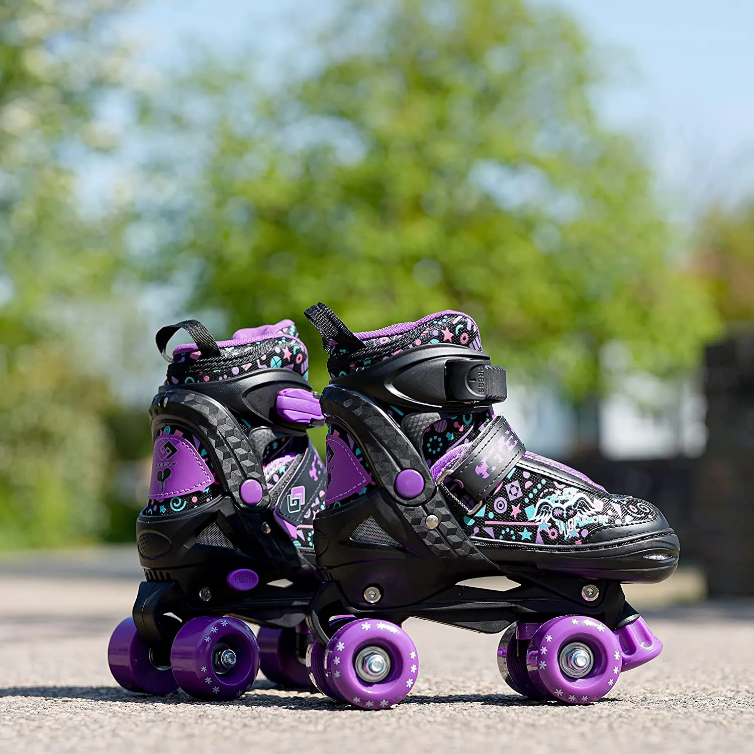 Purple Roller Skates for Kids with 4 Wheel