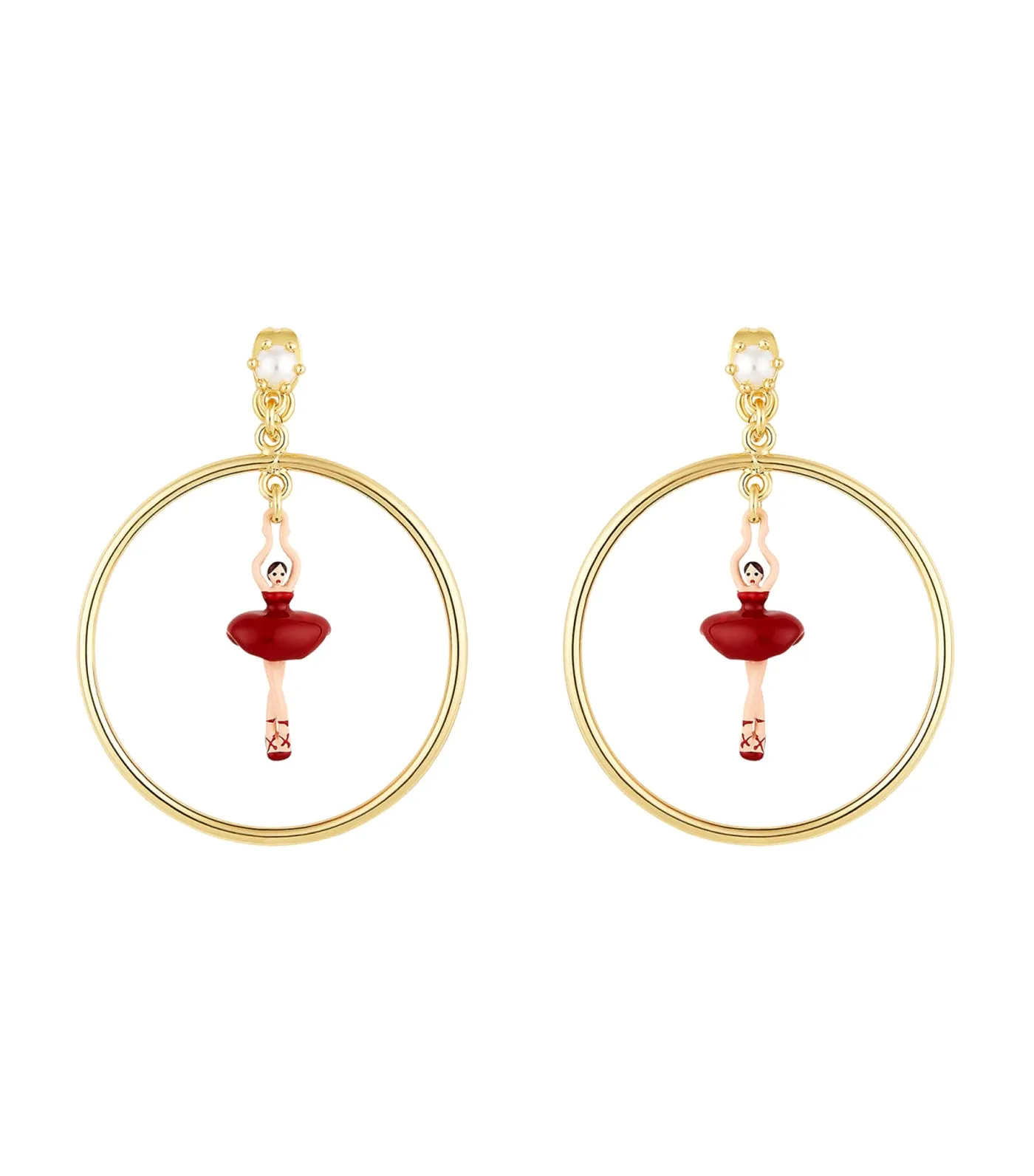 Red Tutu Ballerina Hoop Earrings