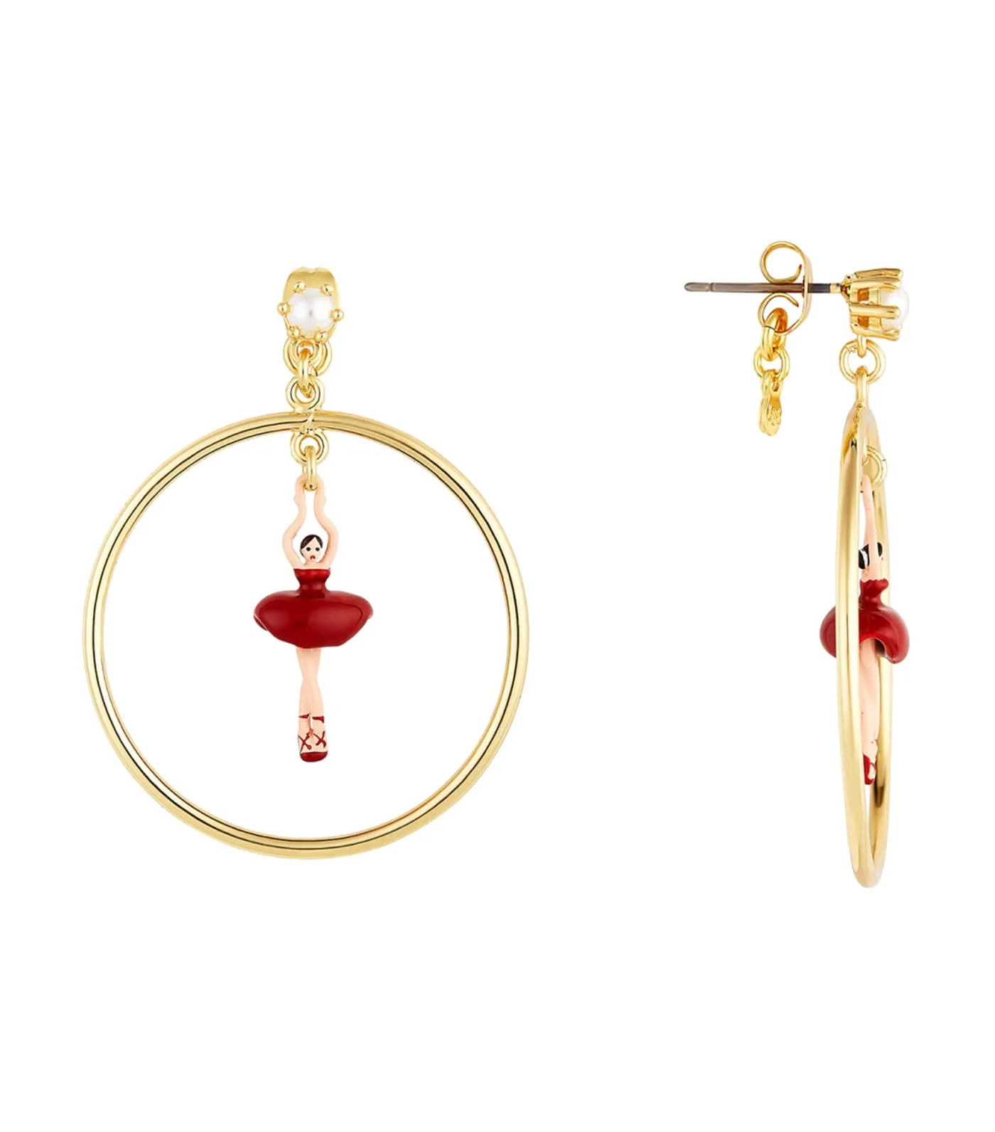 Red Tutu Ballerina Hoop Earrings