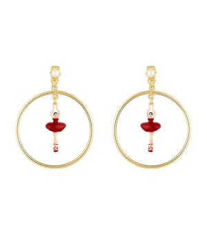 Red Tutu Ballerina Hoop Earrings