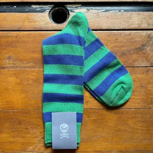 Regent - Cotton Socks - Hoops - Green & Blue