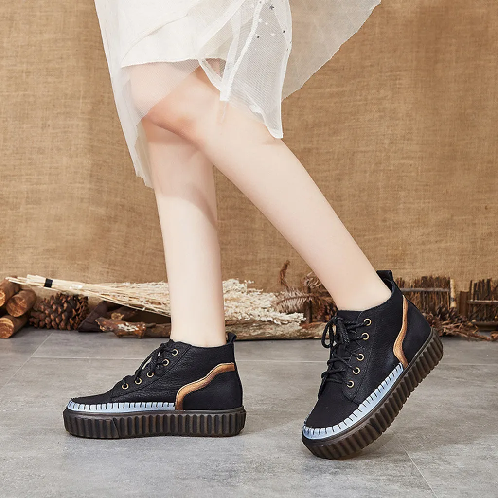 Retro Leather Casual Platform Shoes | Gift Shoes