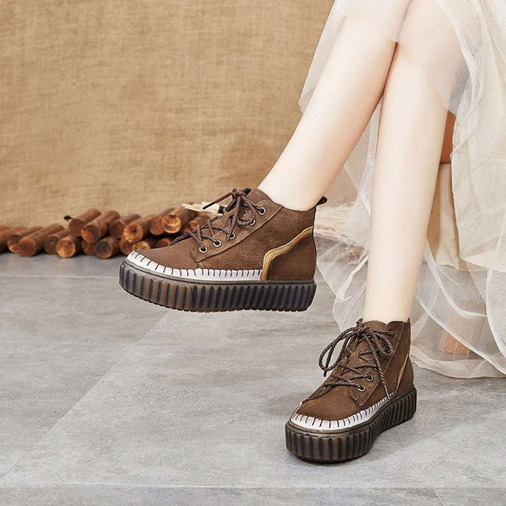 Retro Leather Casual Platform Shoes | Gift Shoes