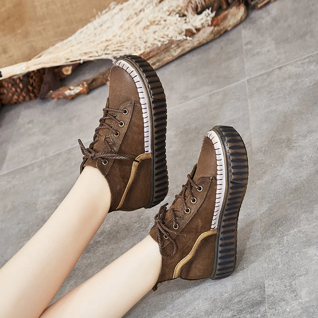 Retro Leather Casual Platform Shoes | Gift Shoes