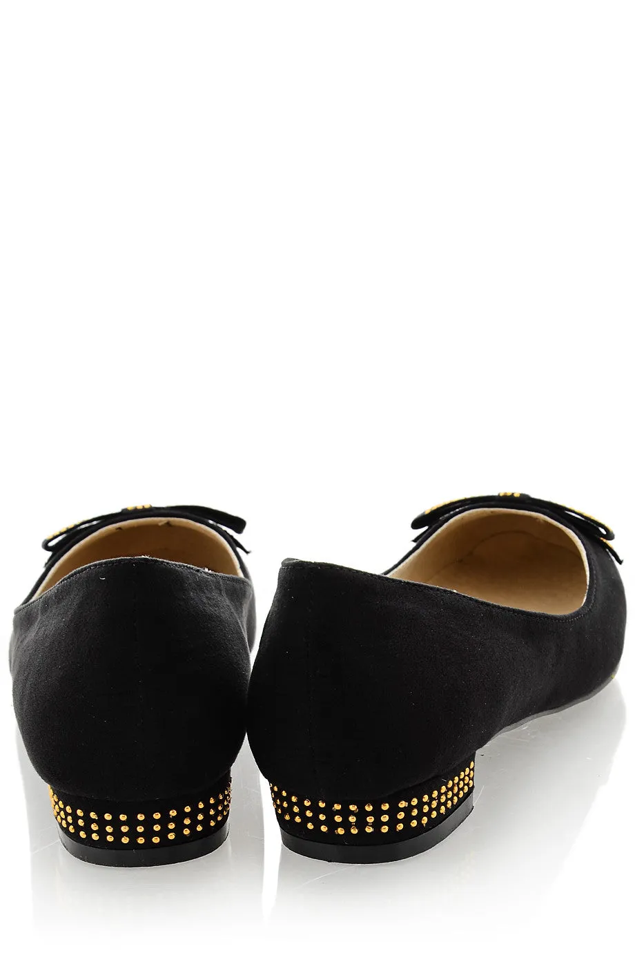 ROSALYN Black Suede Studded Ballerinas