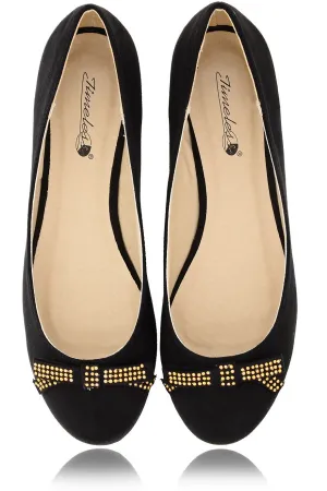 ROSALYN Black Suede Studded Ballerinas