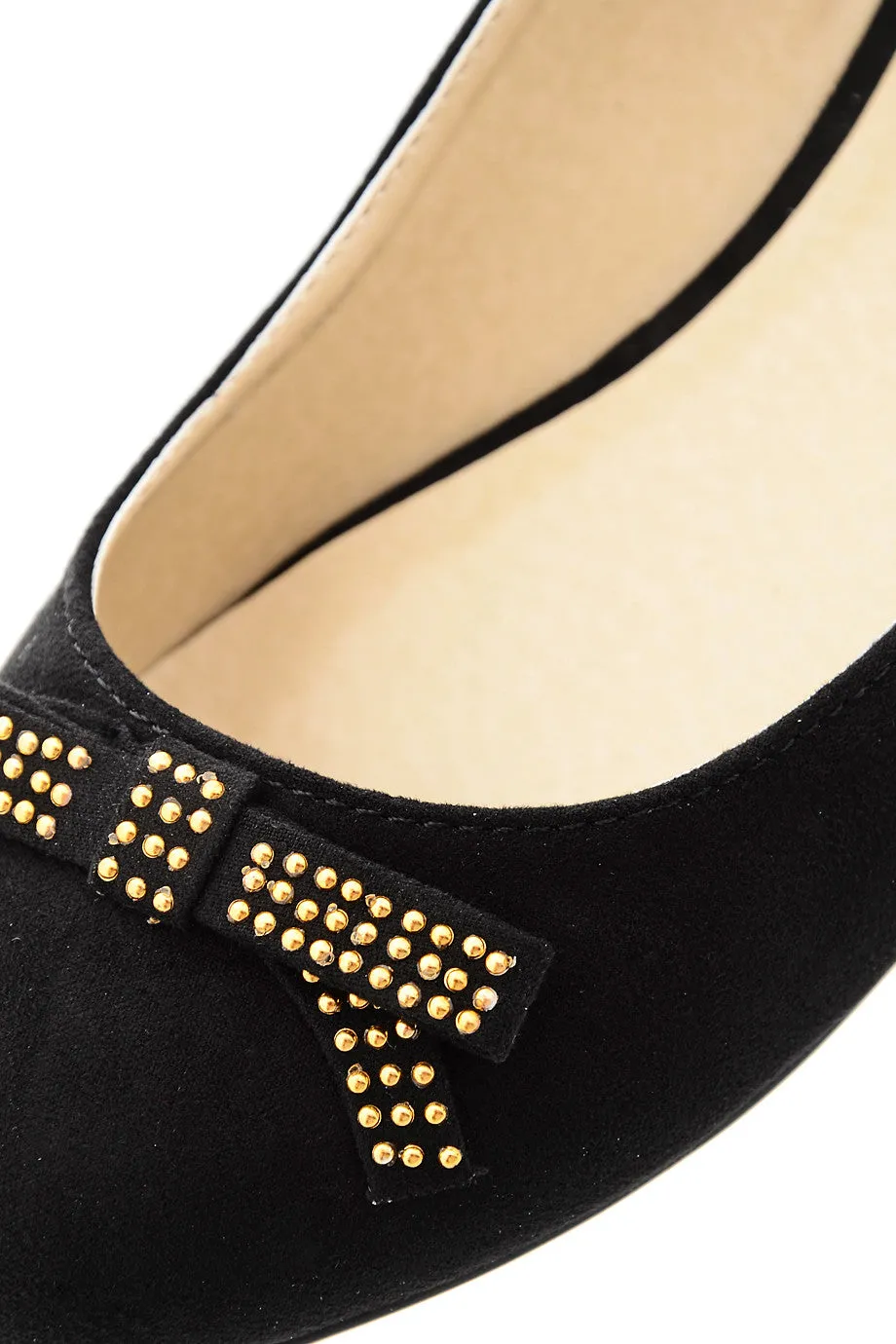 ROSALYN Black Suede Studded Ballerinas