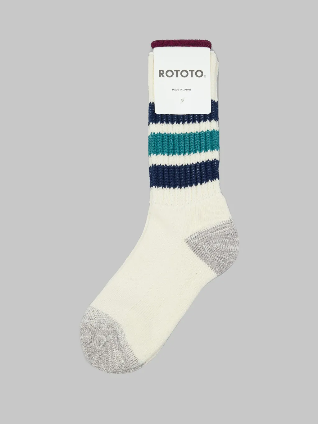 ROTOTO Coarse Ribbed Oldschool Crew Socks Navy/Green