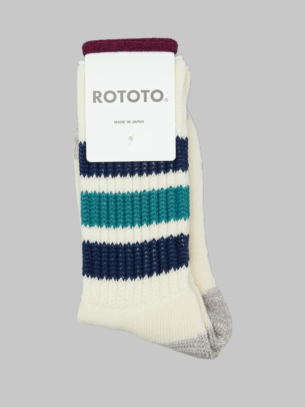 ROTOTO Coarse Ribbed Oldschool Crew Socks Navy/Green