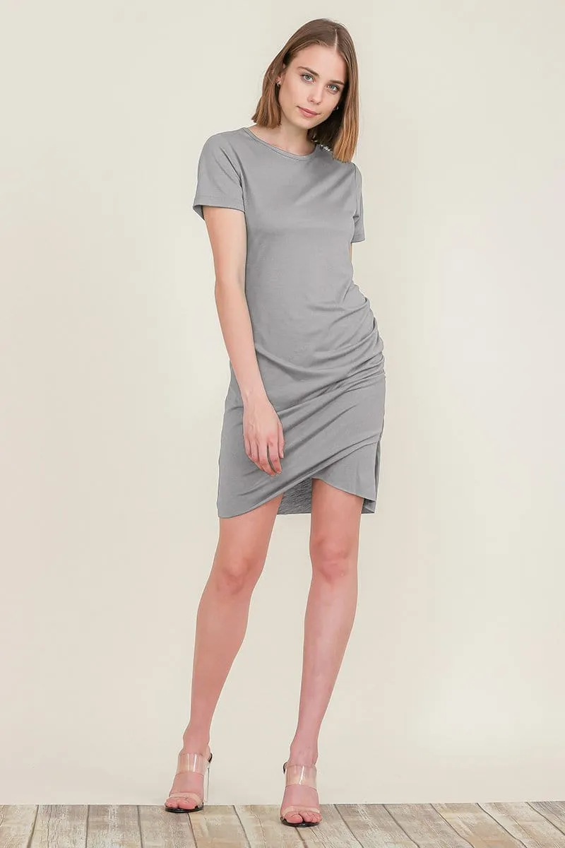 Ruched Dress Bodycon with Side Shirring T-Shirt Mini Dress Sundress