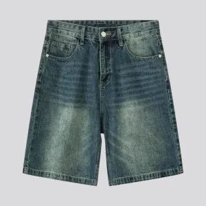 Sanded baggy jean shorts
 for men