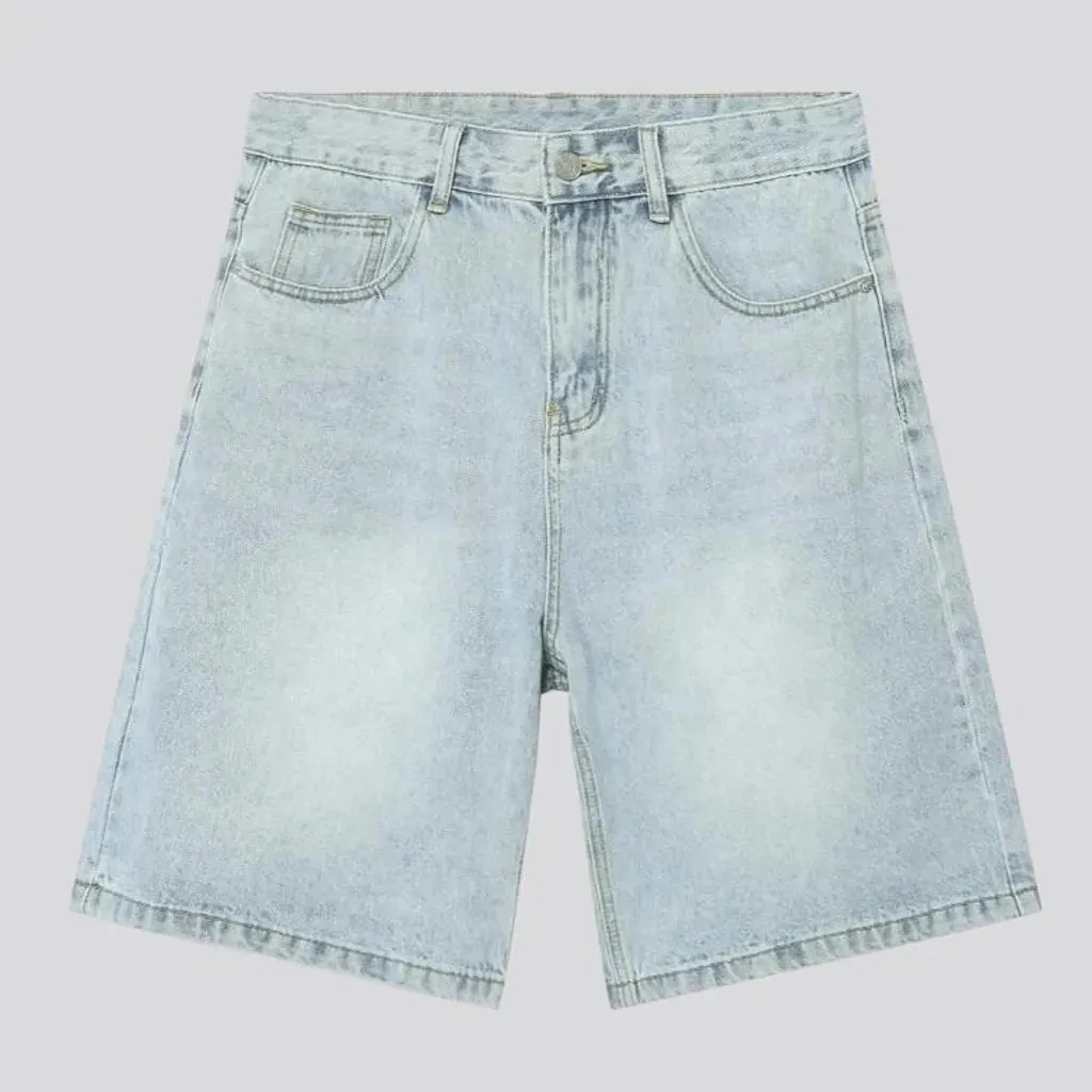 Sanded baggy jean shorts
 for men