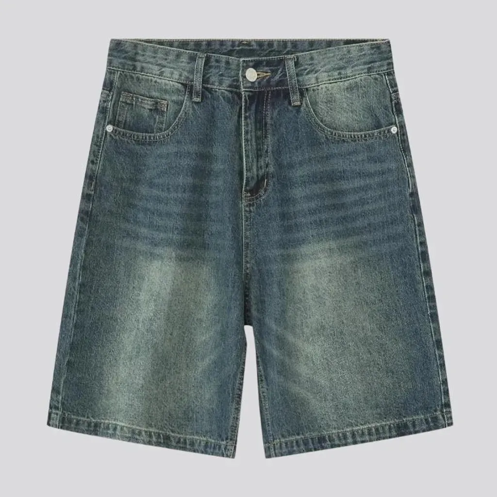 Sanded baggy jean shorts
 for men