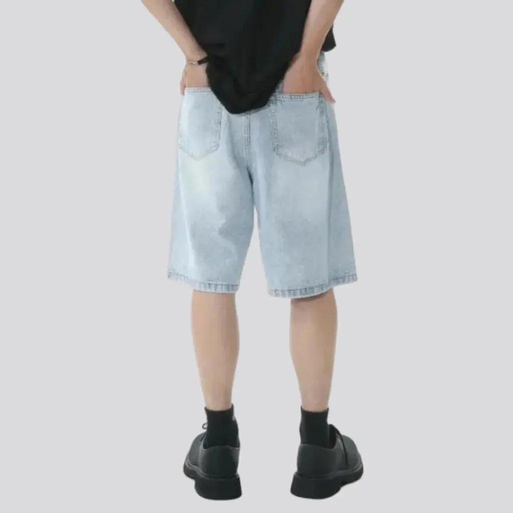 Sanded baggy jean shorts
 for men