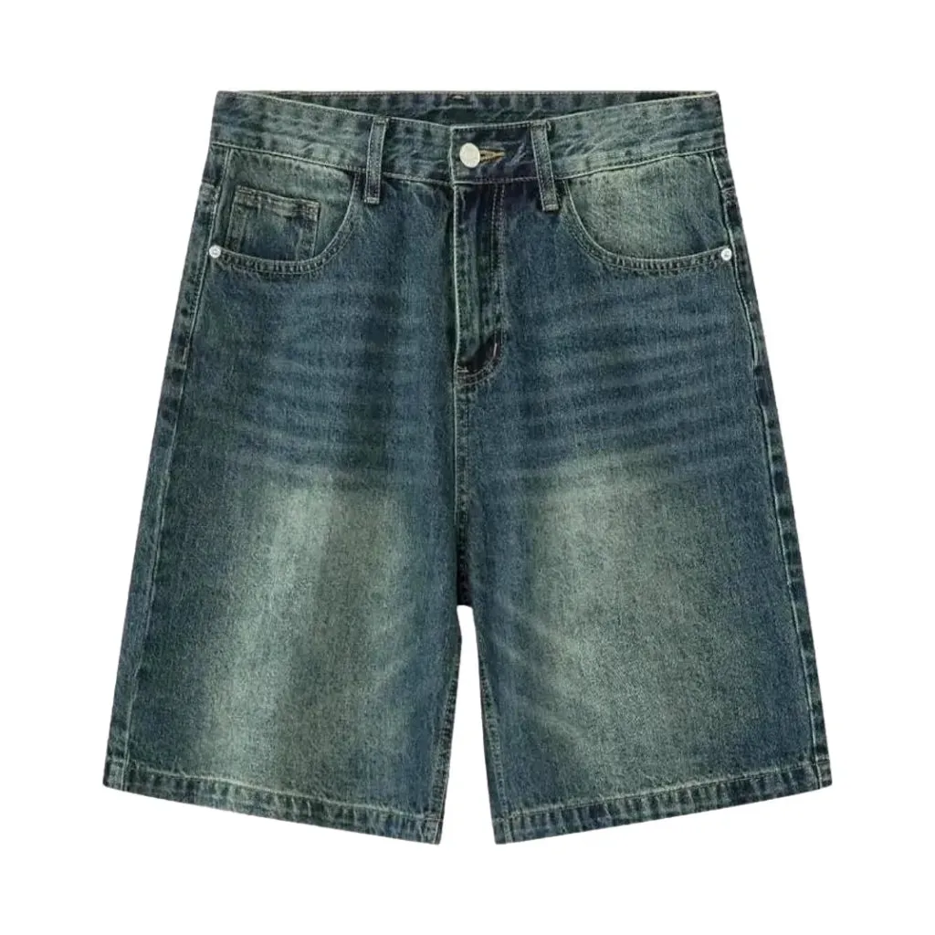 Sanded baggy jean shorts
 for men