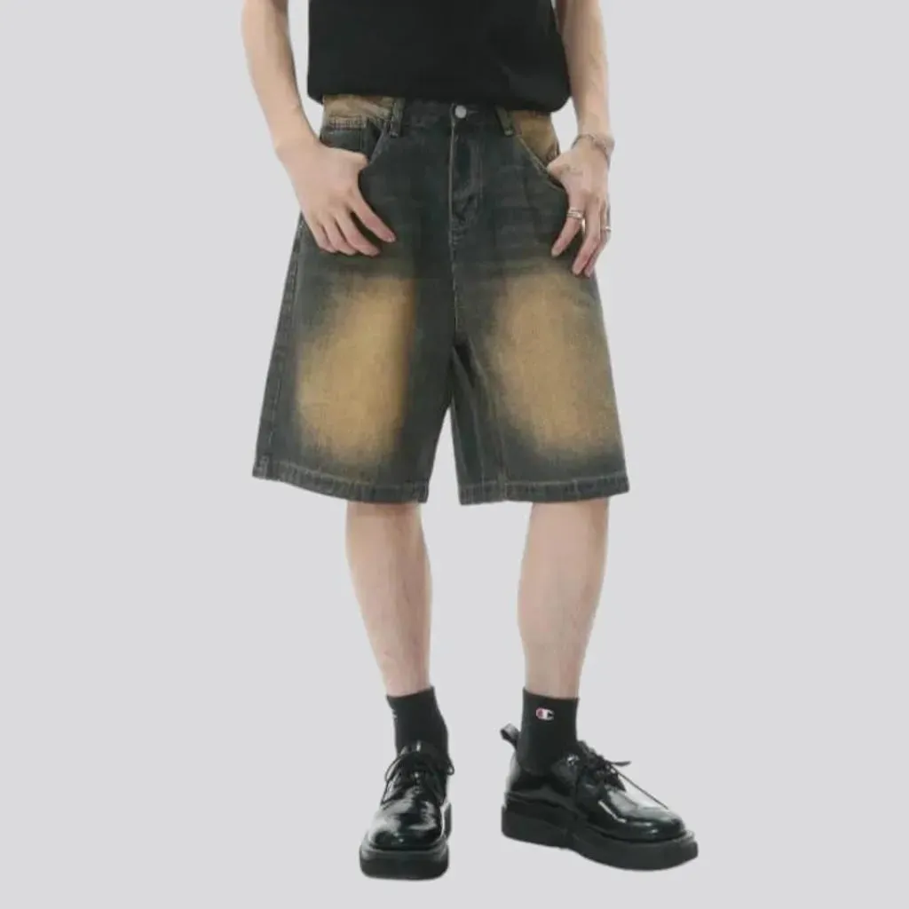 Sanded baggy jean shorts
 for men