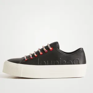 Scarpe Donna DESIGUAL Sneakers con Platform colore Nero e Lacci Multicolor