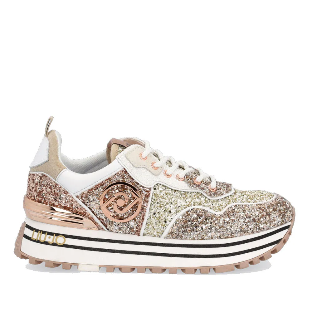 Scarpe Donna LIU JO Sneakers Platform con Glitter colore Rose Gold