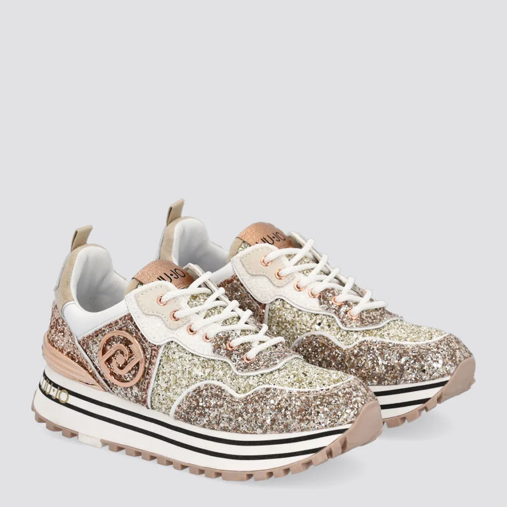 Scarpe Donna LIU JO Sneakers Platform con Glitter colore Rose Gold