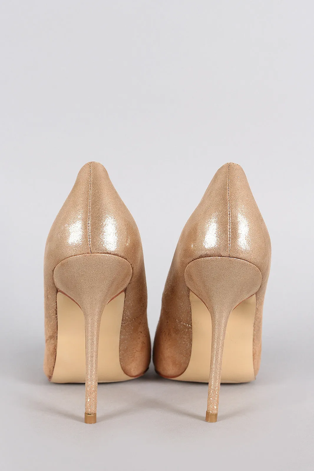 Shimmery Metallic Suede Pointy Toe Pump