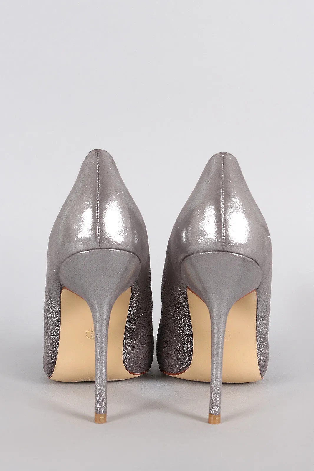 Shimmery Metallic Suede Pointy Toe Pump