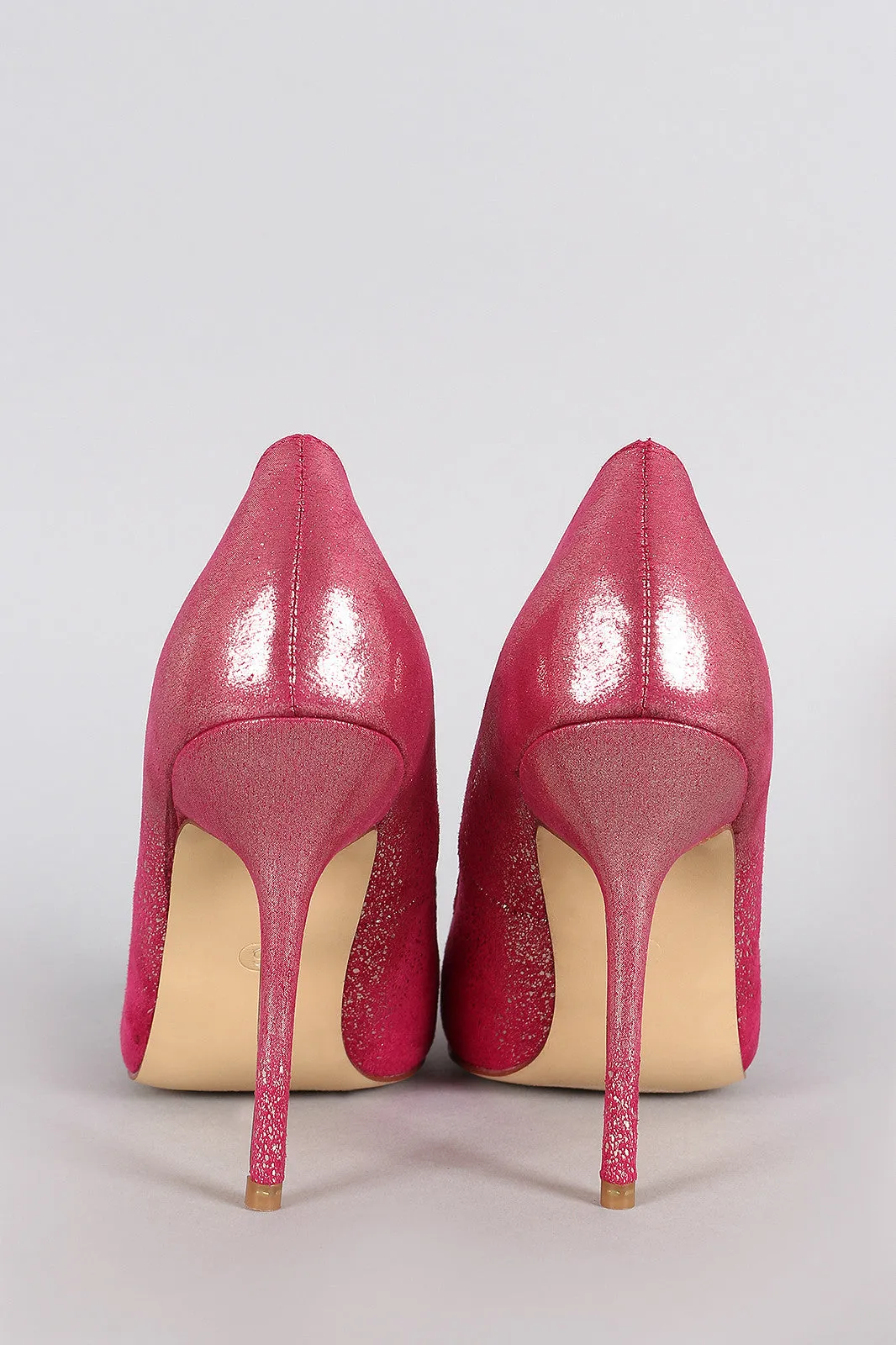 Shimmery Metallic Suede Pointy Toe Pump