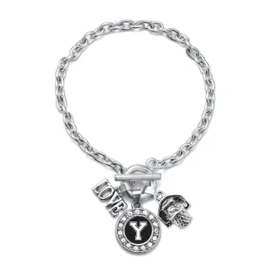 Silver Basketball Hoop - Sports Initial Y Circle Charm Toggle Bracelet