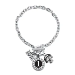 Silver Basketball Hoop - Sports Number 1 Circle Charm Toggle Bracelet