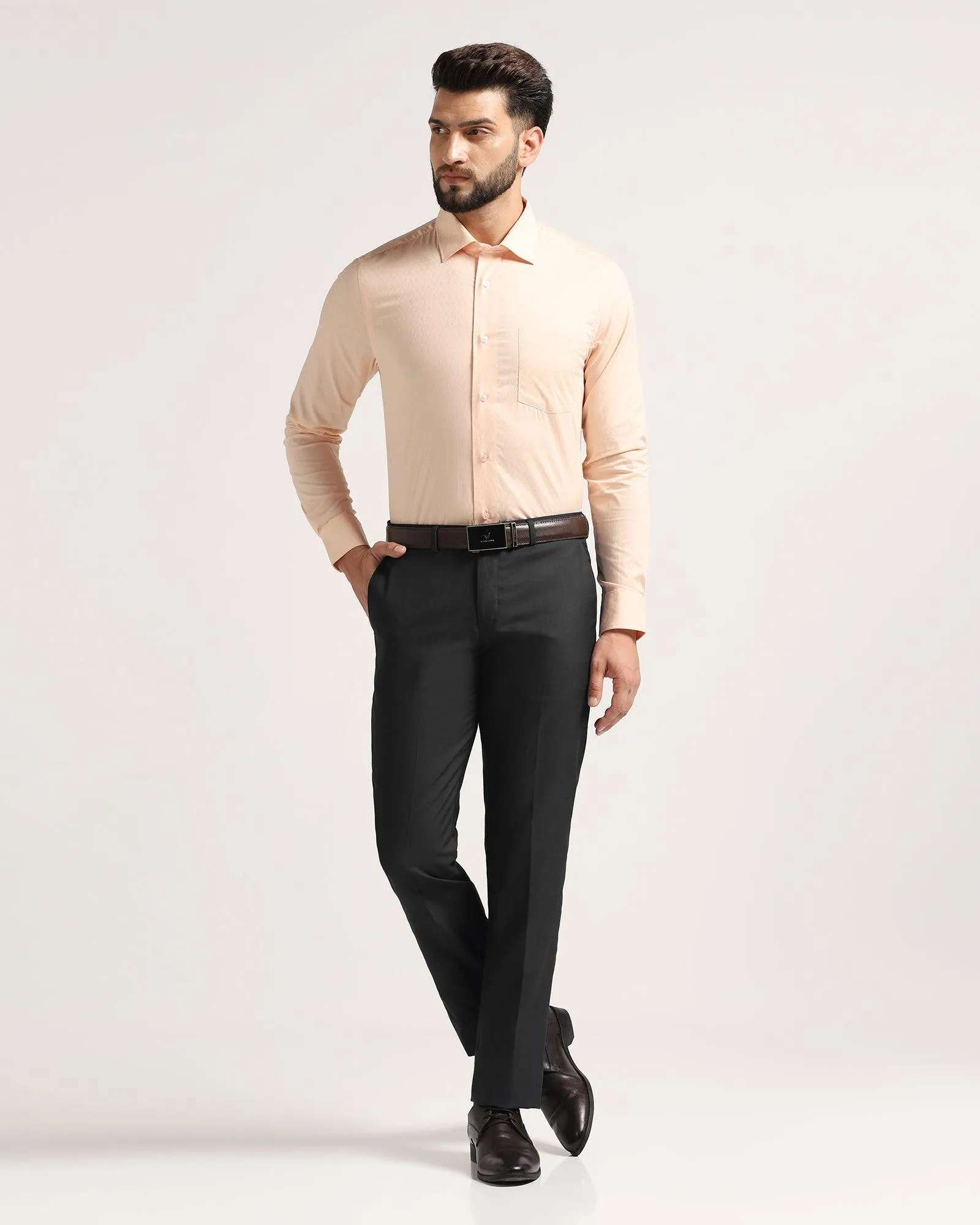 Slim Comfort B-95 Formal Black Solid Trouser - Marina