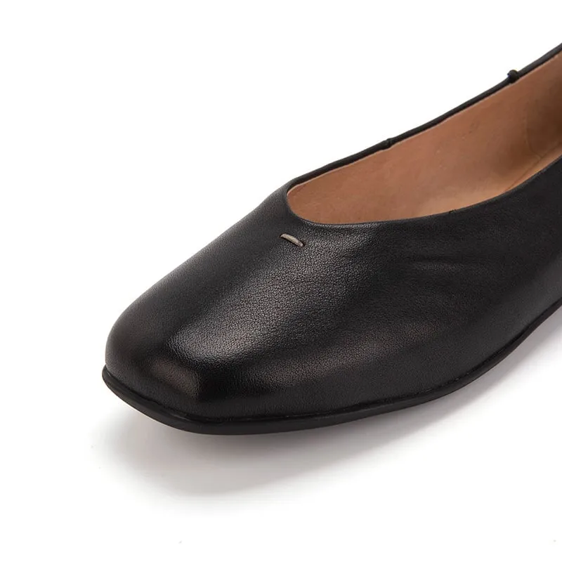 Soft Leather Flat Slip on Loafers for Women Handmade in Black