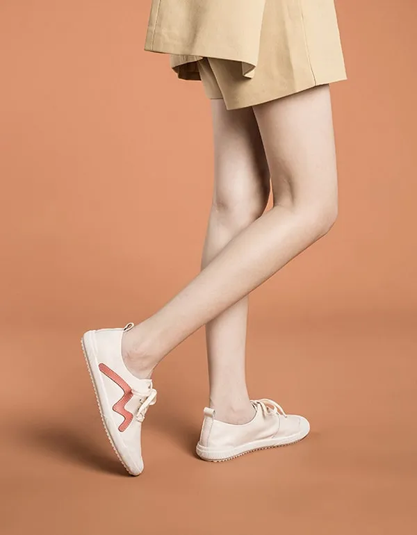 Spring Autumn Women Leather Sneaker White