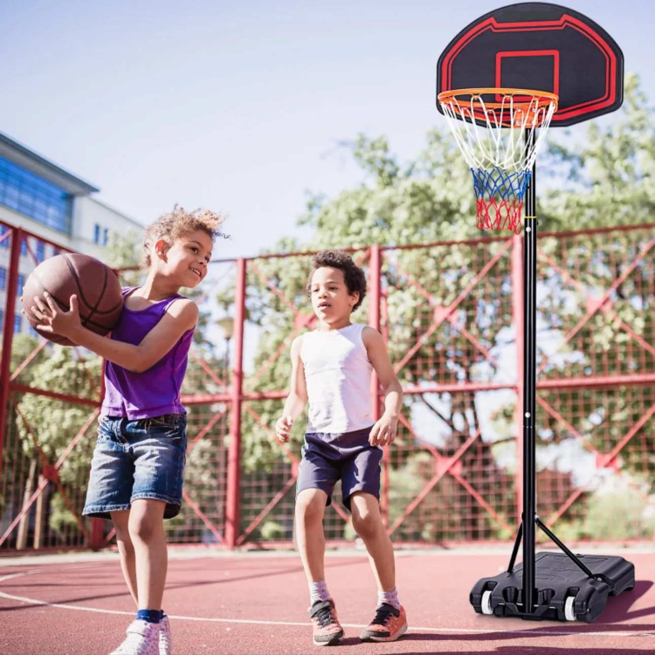 Super Cool 5-Level Adjustment Height Basketball Net Hoop Stand For Kids | 5.1-6.9FT | Heavy Duty Net | Wheels | Indoor | Outdoor