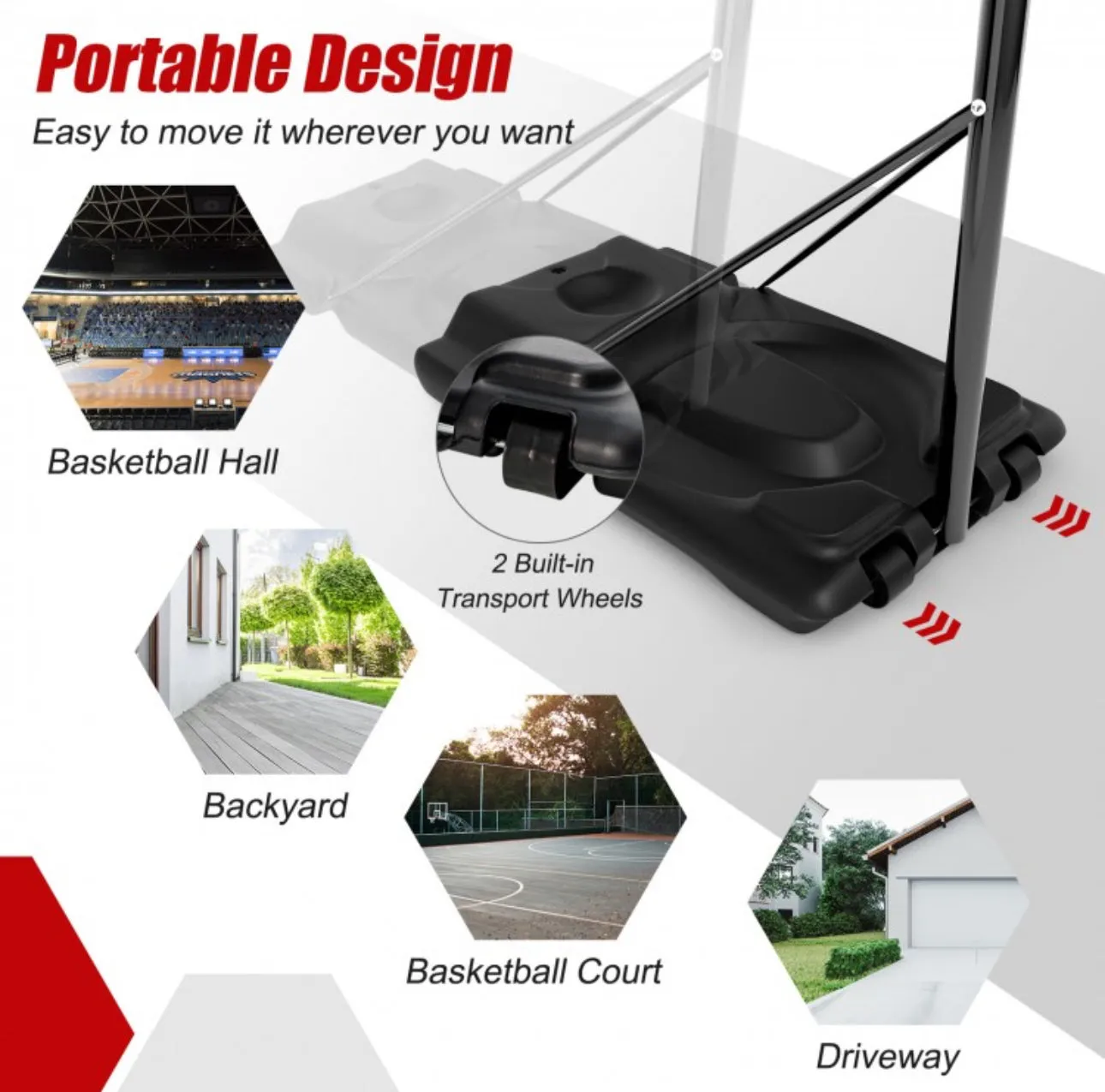 Super Cool Shatterproof Backboard Basketball Net Hoop With (2) Nets | Height Adjustable | Heavy Duty | Indoor | Outdoor | Easy Set Up | Sturdy Base