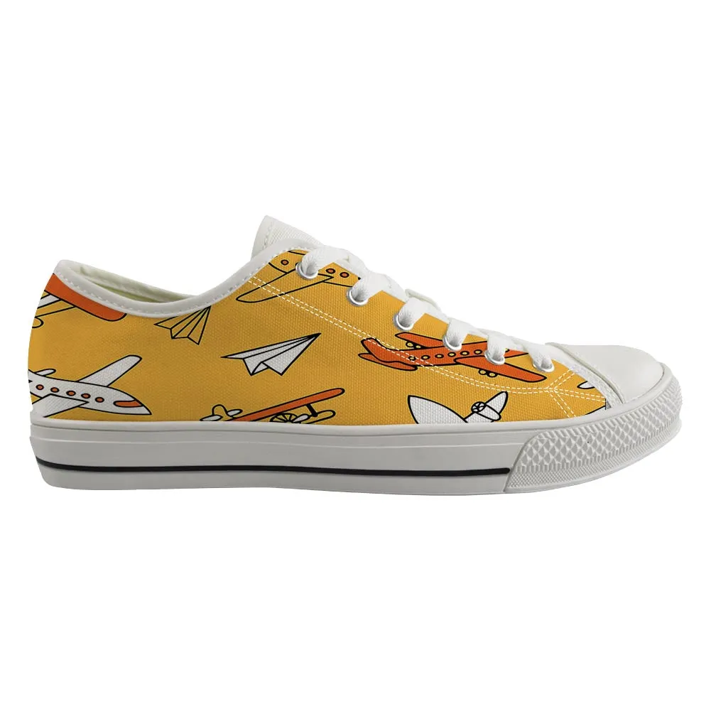 Super Drawings of Airplanes Designed Canvas Shoes (Men)