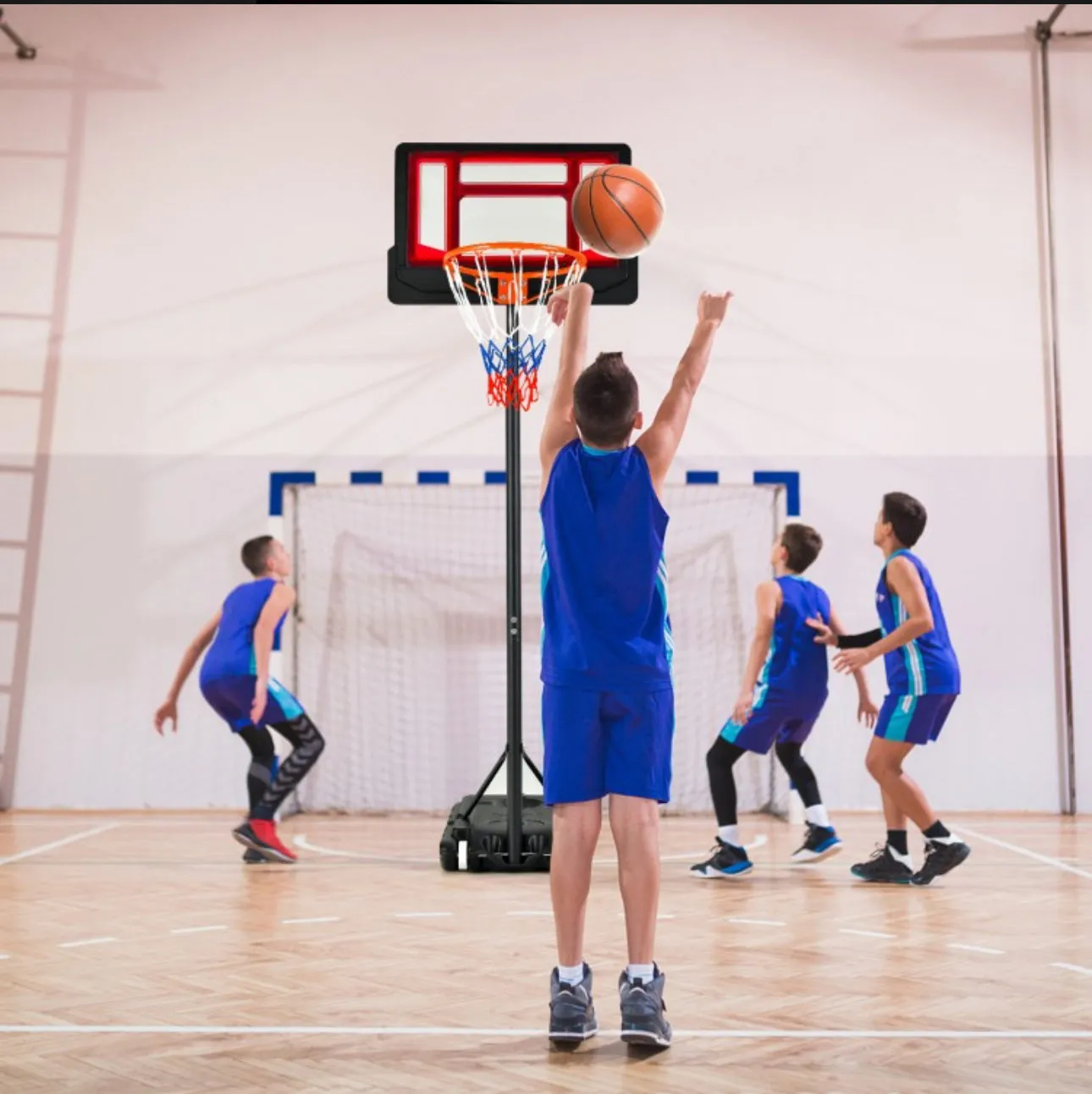 Super Fun Portable Adjustable Height Basketball Net Hoop With Wheels | 4.3ft-8.2ft | Indoor | Outdoor