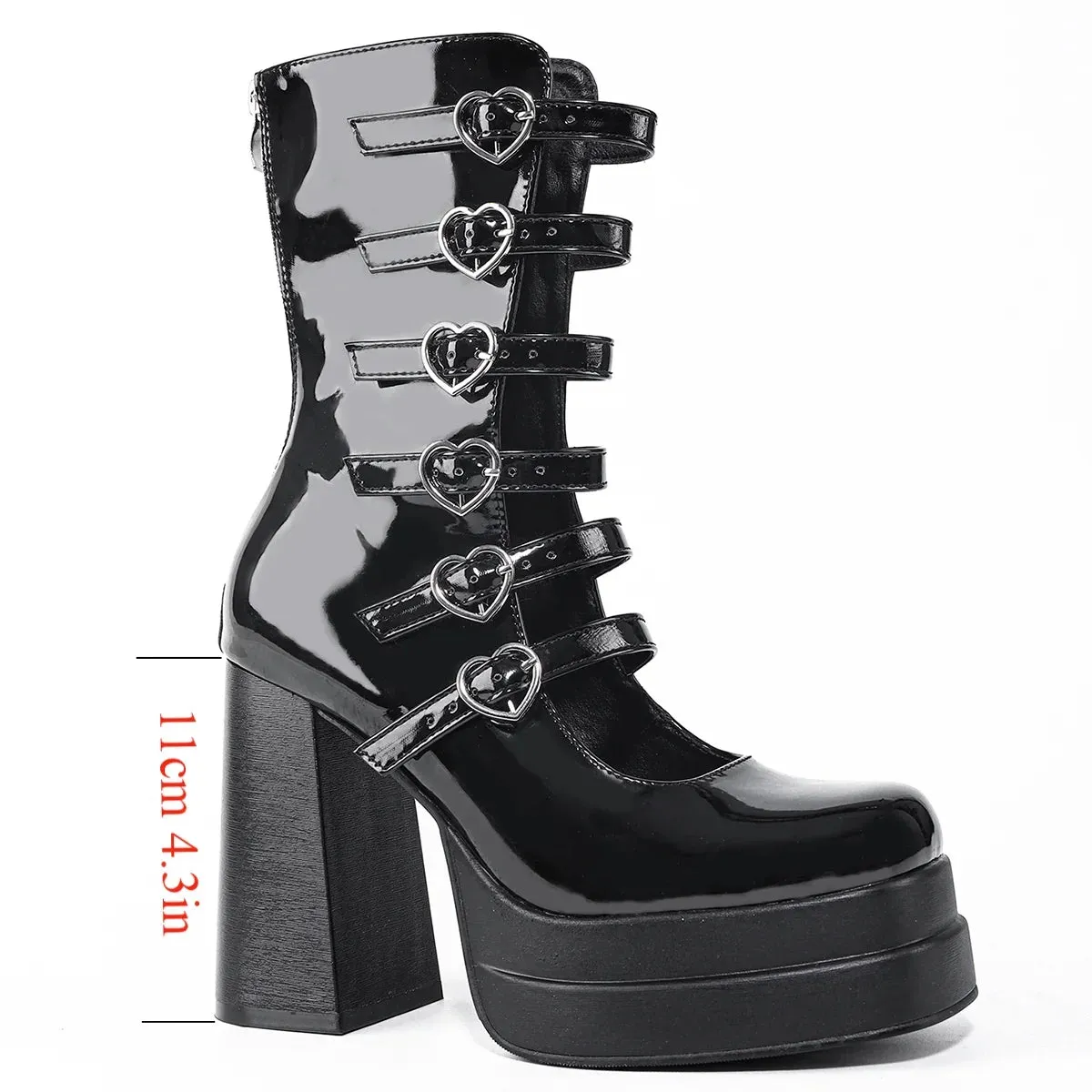 TAVIMART  -  Spring Punk Ankle Square Toe High Heels New Platform Goth Y2k Boots For Supergirl Gothic Lolita  BootsWomen's Shoes