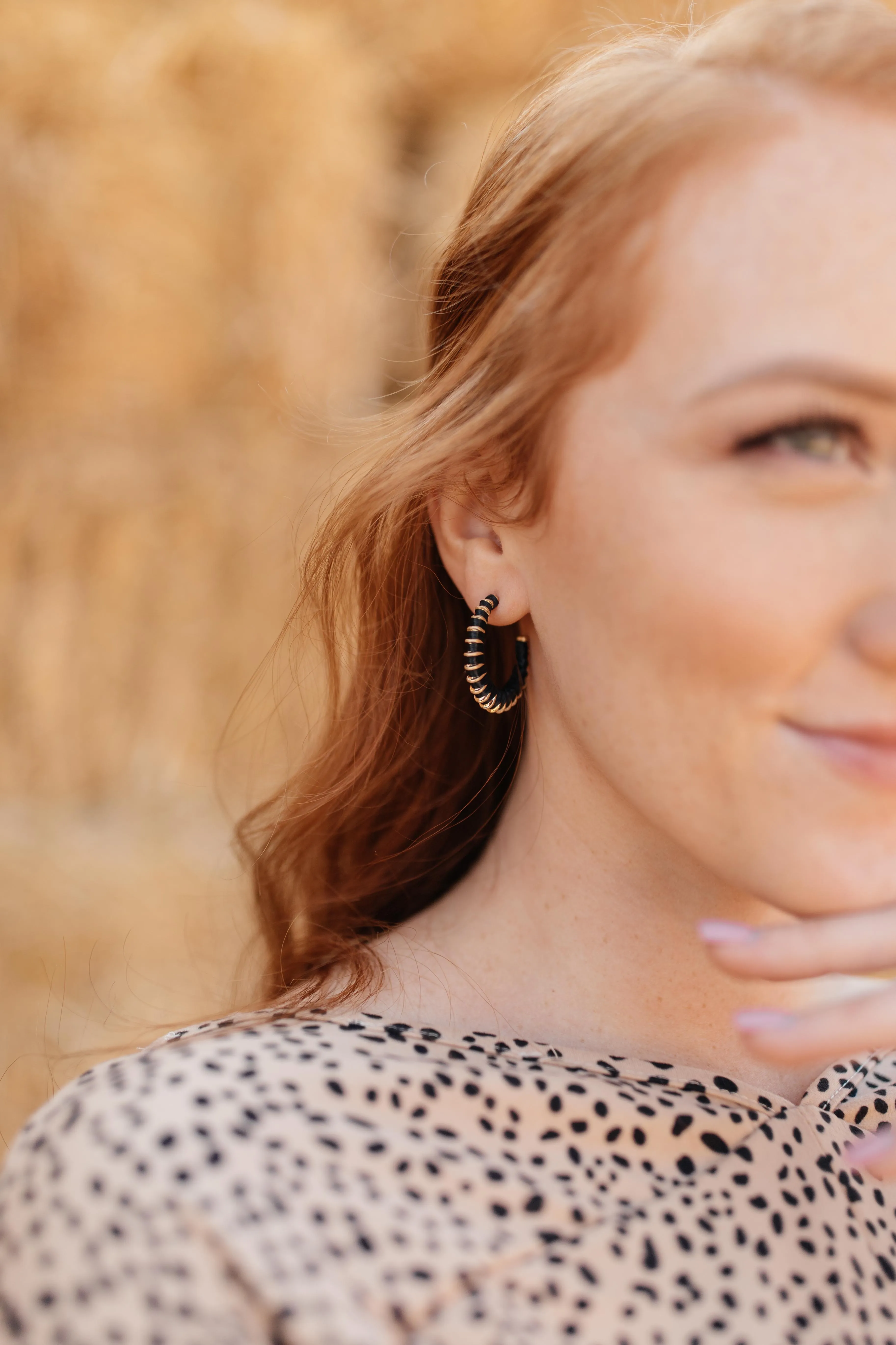 Threaded In Black Hoop Earrings