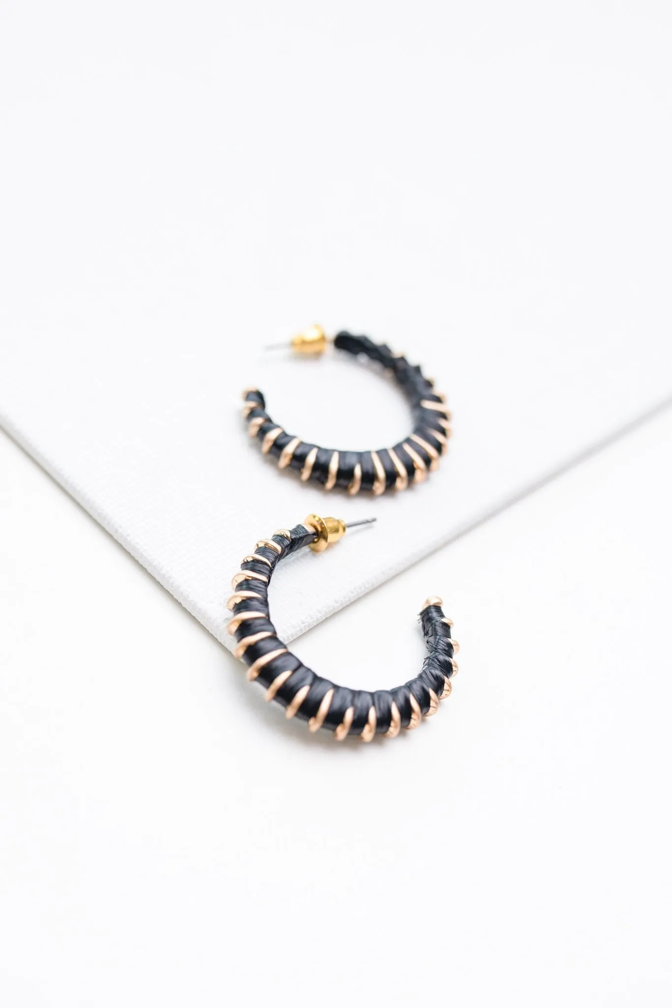 Threaded In Black Hoop Earrings