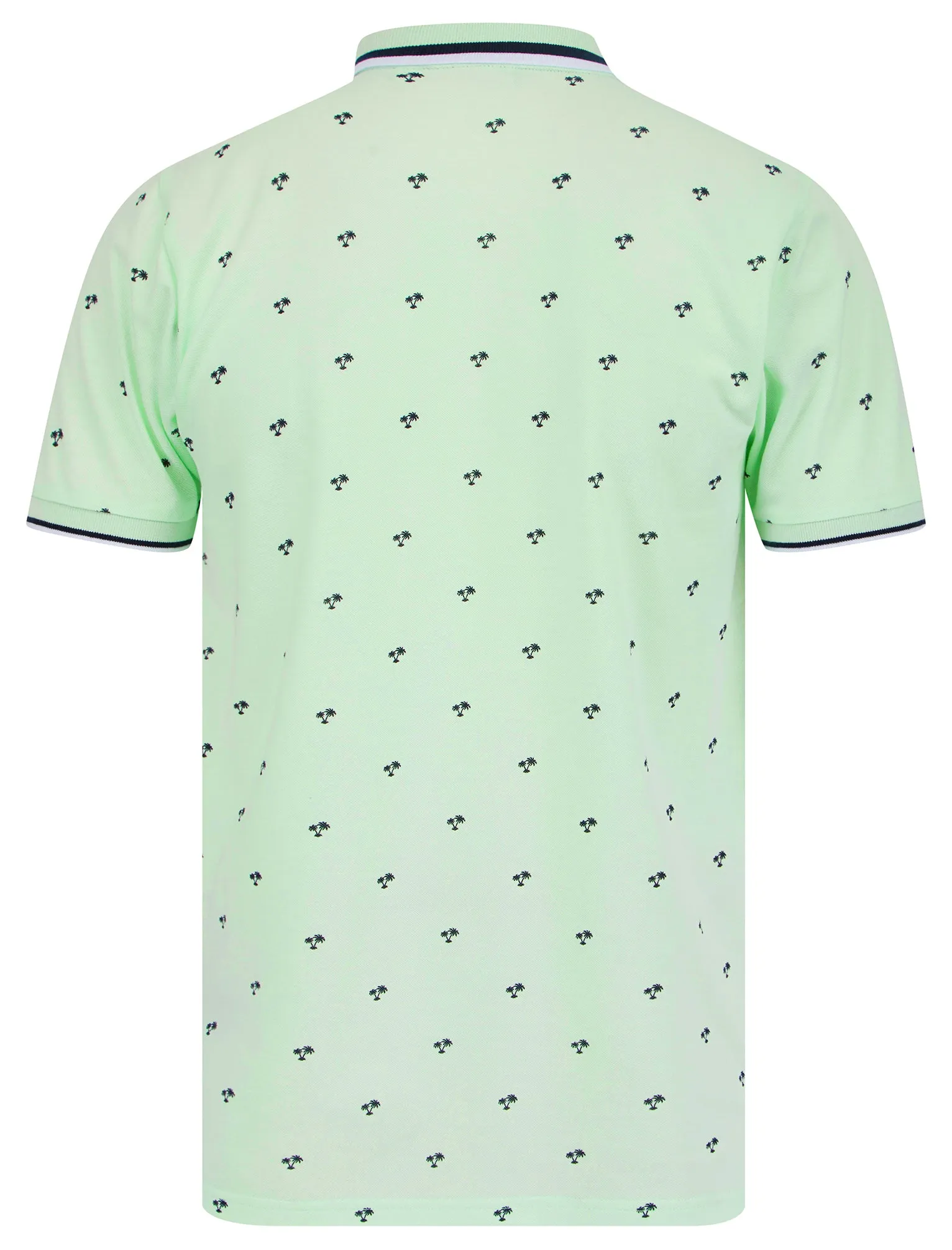 Tierra Cotton Pique Tropical Hawaiian Print Polo Shirt in Hint Of Mint - Tokyo Laundry