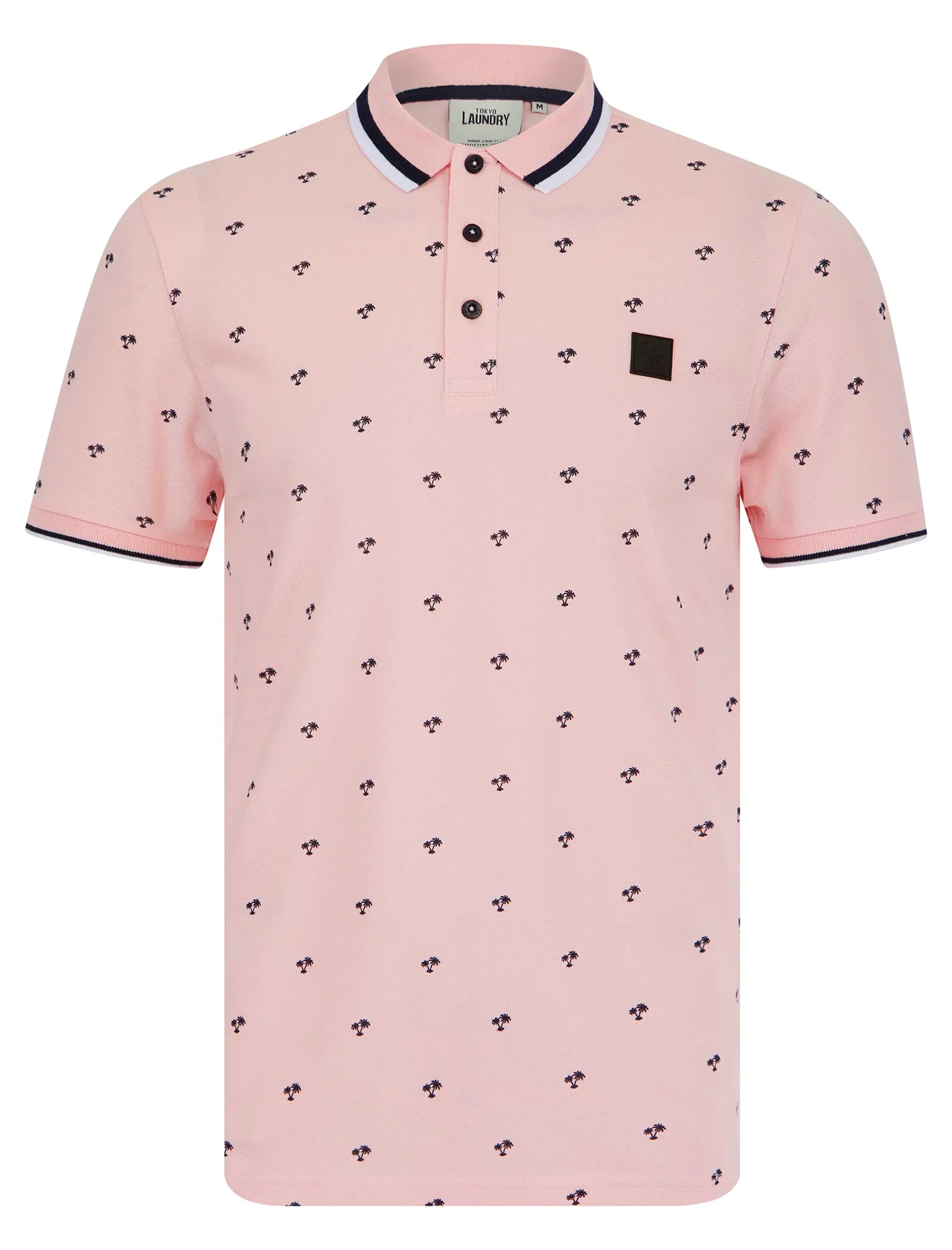 Tierra Cotton Pique Tropical Hawaiian Print Polo Shirt in Pinkesque - Tokyo Laundry