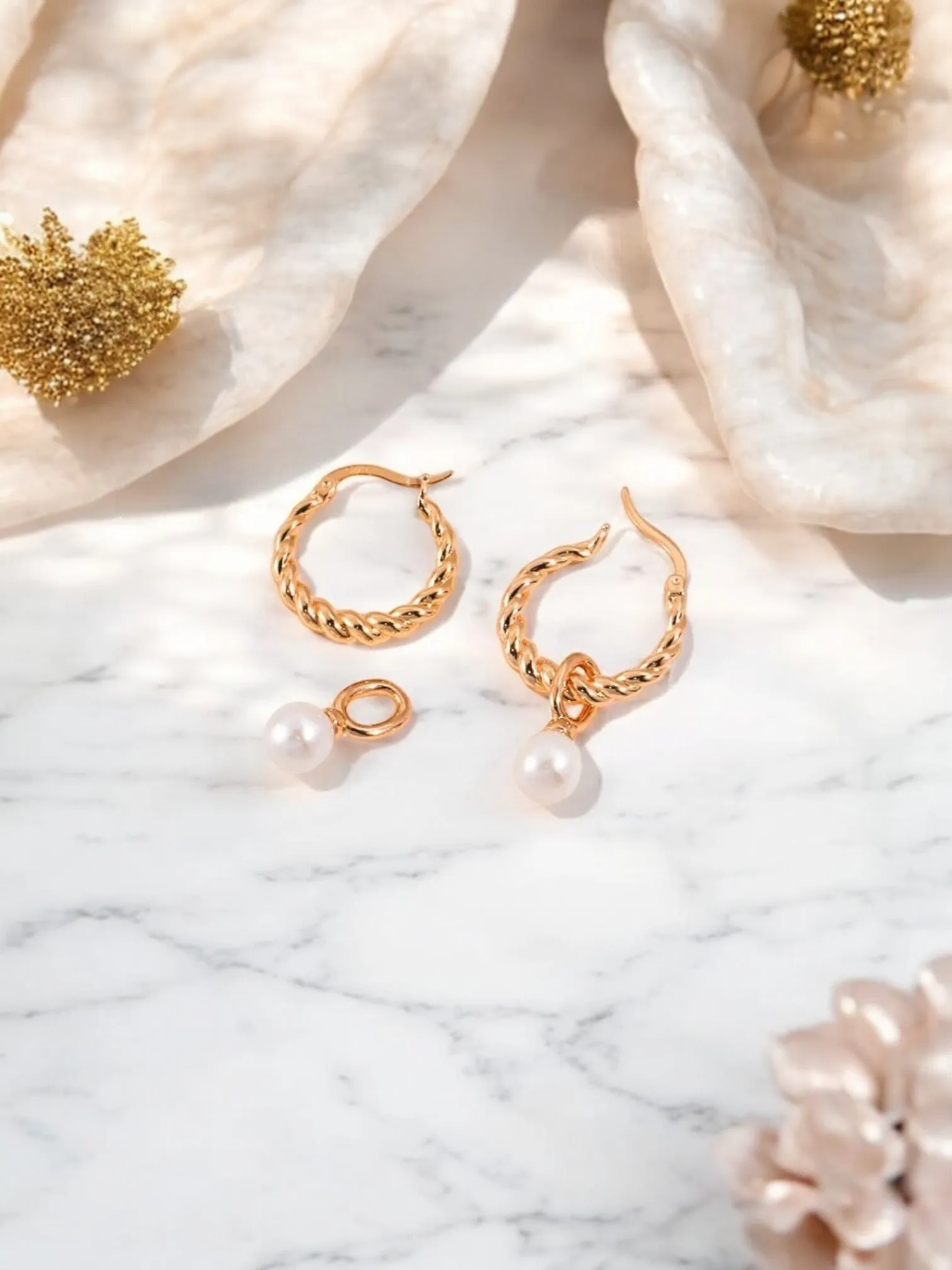 Torsade - French Twisted Pearl Hoop Earrings